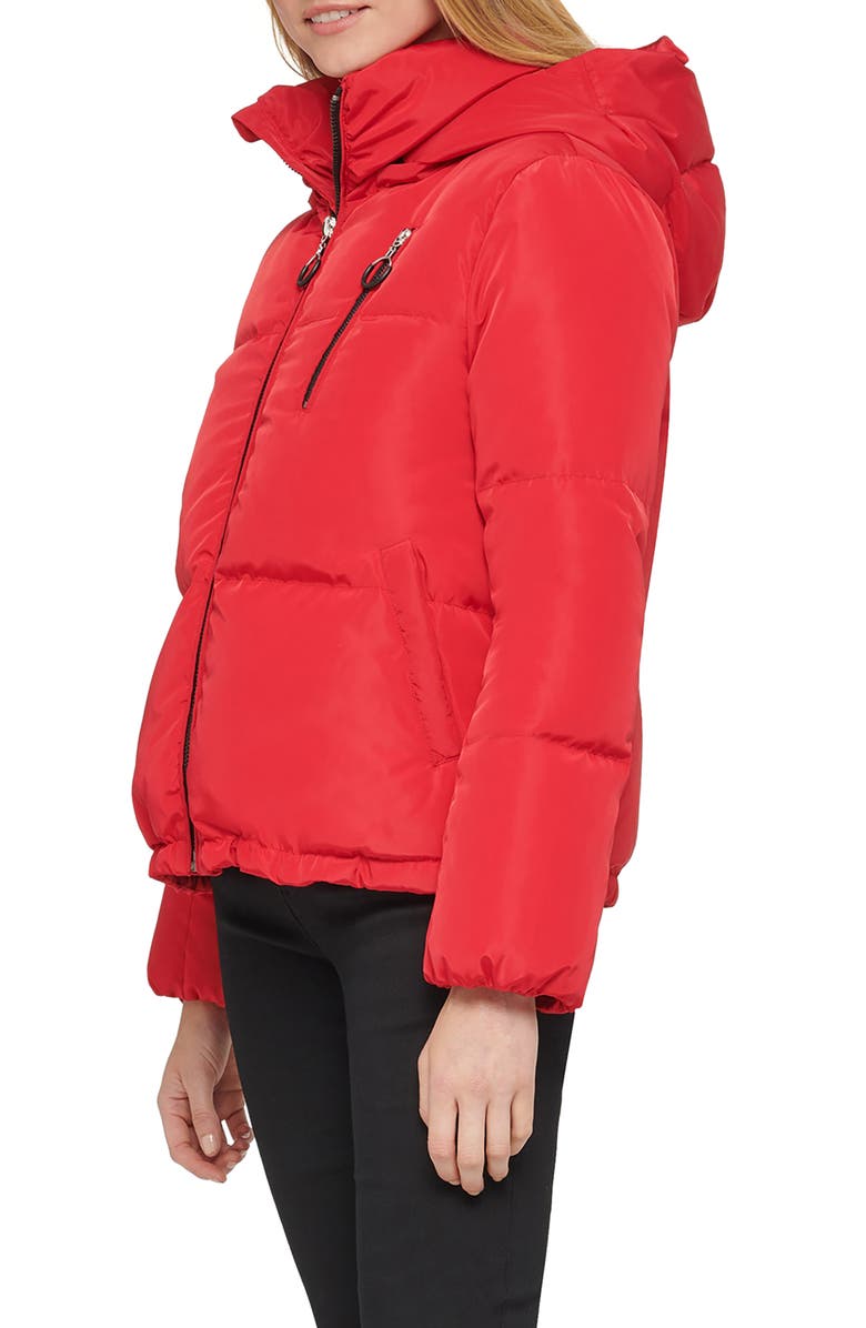 KARL LAGERFELD PARIS Cropped Hooded Puffer Coat, Alternate, color, 