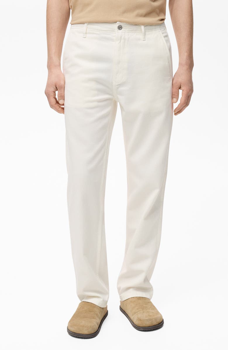 MANGO Slant Pocket Straight Leg Jeans, Main, color, Off White