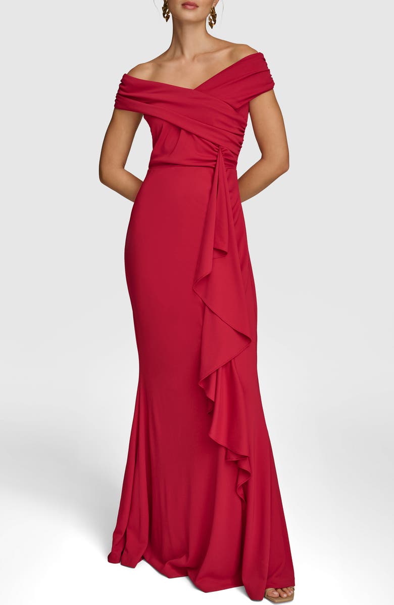 Donna Karan New York Ruffle Detail Off the Shoulder Gown, Main, color, 