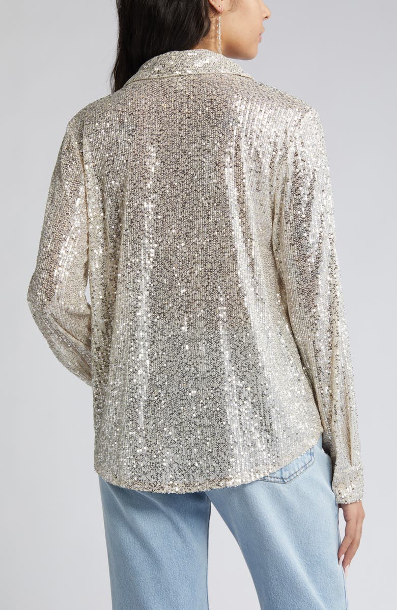 Open Edit Sequin Button-Up Shirt, Alternate, color,