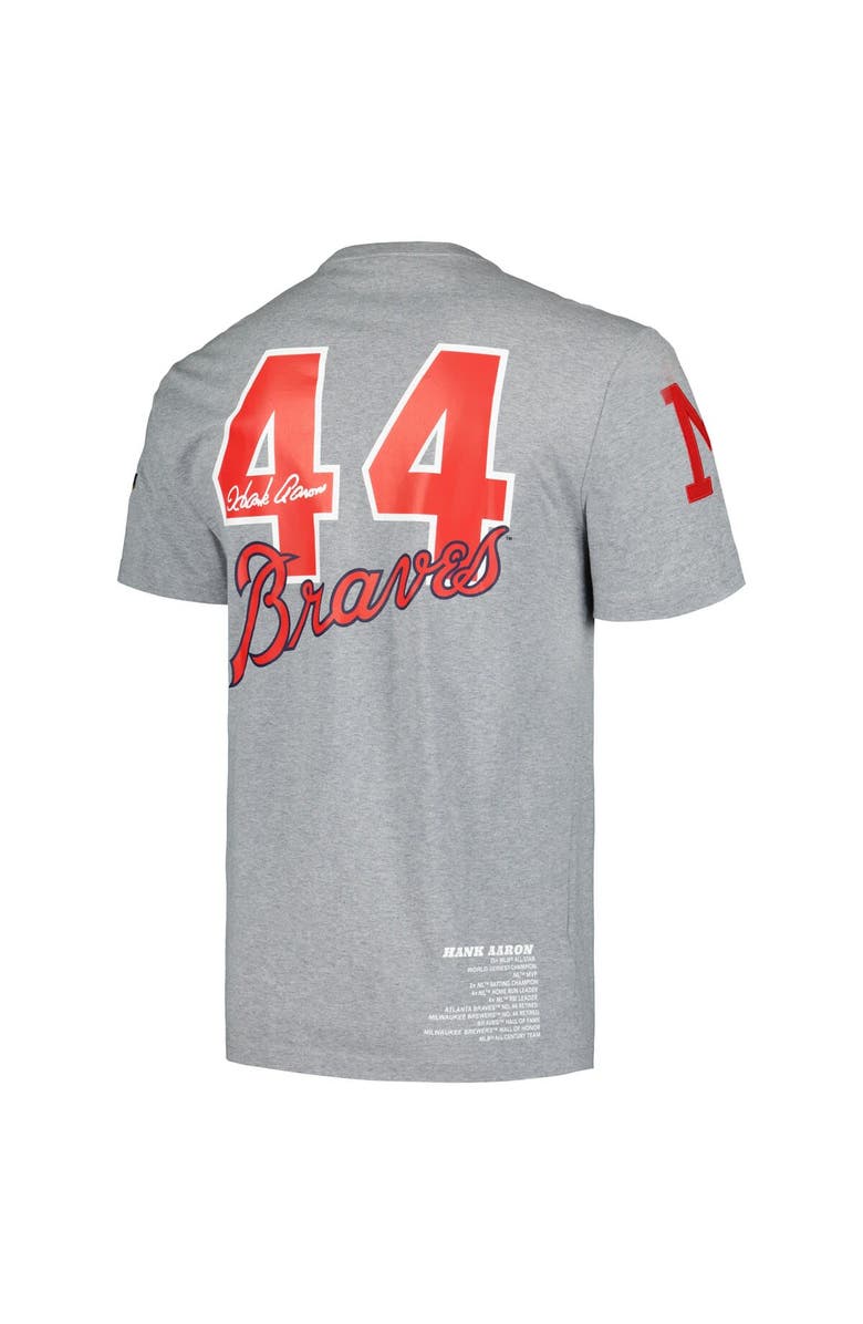 Mitchell & Ness Men's Mitchell & Ness Hank Aaron Heather Gray Milwaukee Braves Cooperstown Collection Legends T-Shirt, Alternate, color, 
