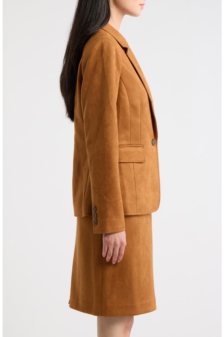 Faux Suede Blazer, Alternate, color, LUGGAGE