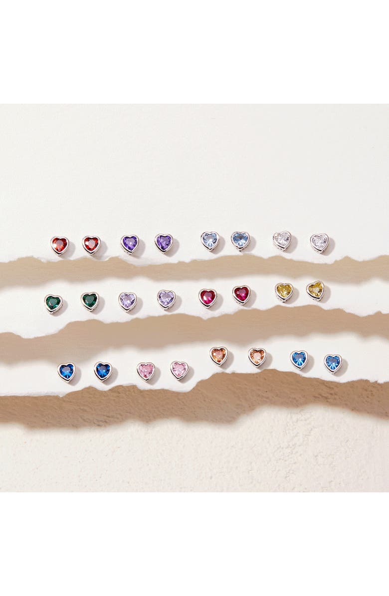 In Season Jewelry Cubic Zirconia Birthstone Heart Earrings, Alternate, color, April