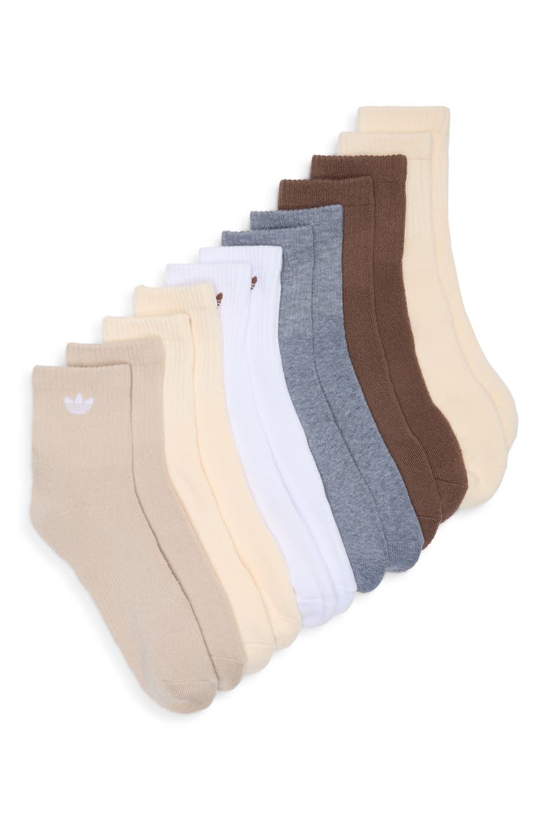 Assorted 6-Pack Trefoil Performance Quarter Crew Socks, Alternate, color, WONDER BEIGE/ WHITE/ BROWN
