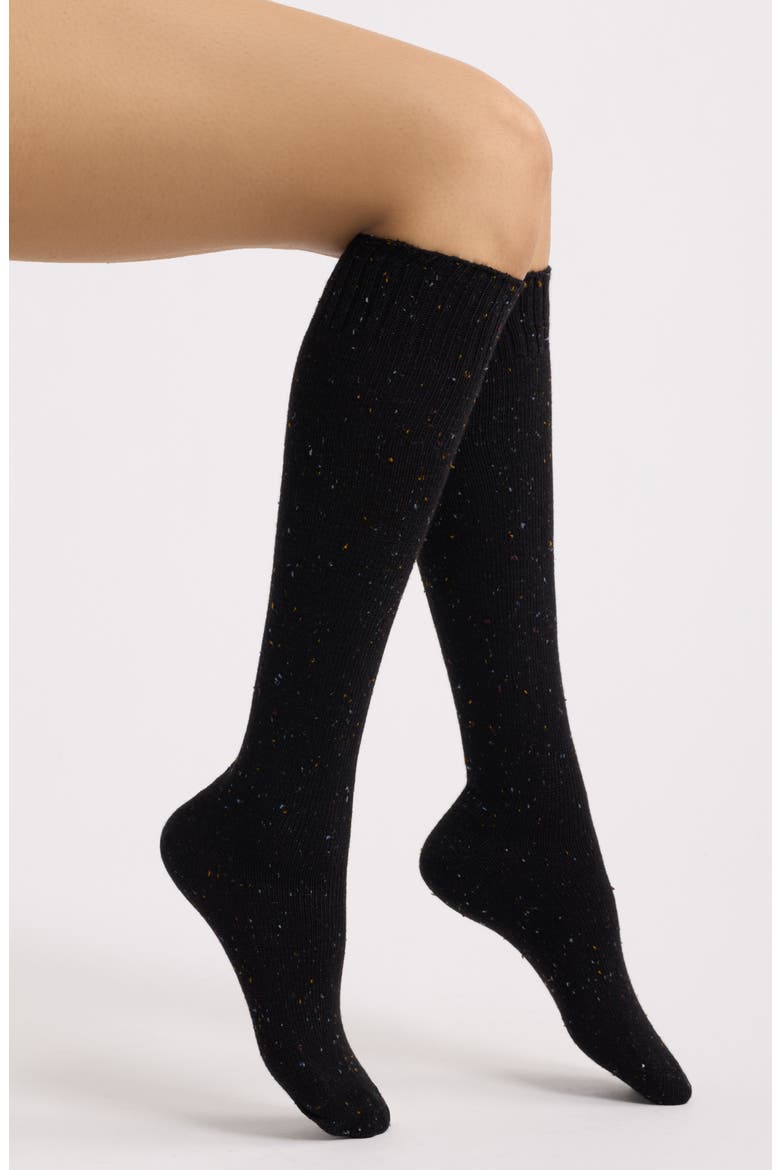 Tweed Knee Socks, Main, color, BLACK