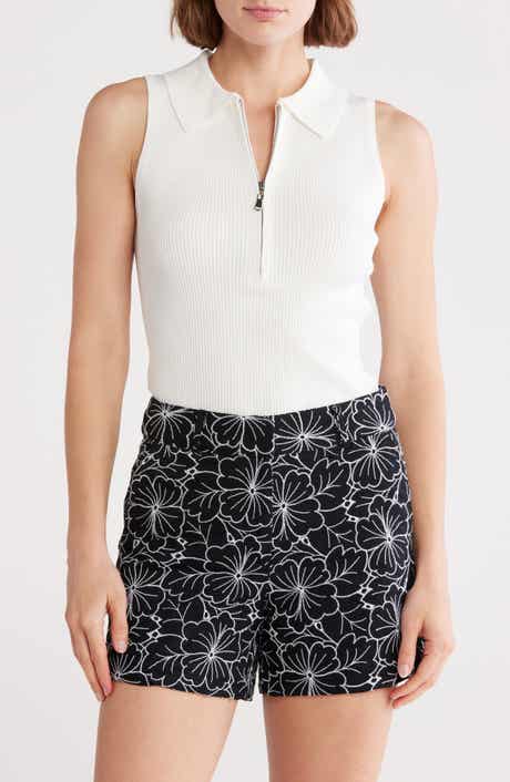 T Tahari Half Zip Sleeveless Polo Sweater