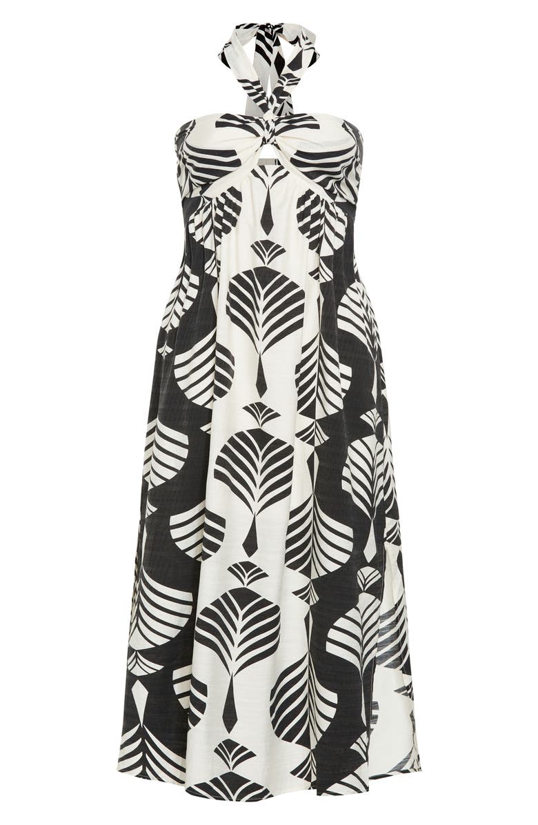 City Chic Peta Floral Border Print Halter Maxi Dress, Alternate, color, Empress