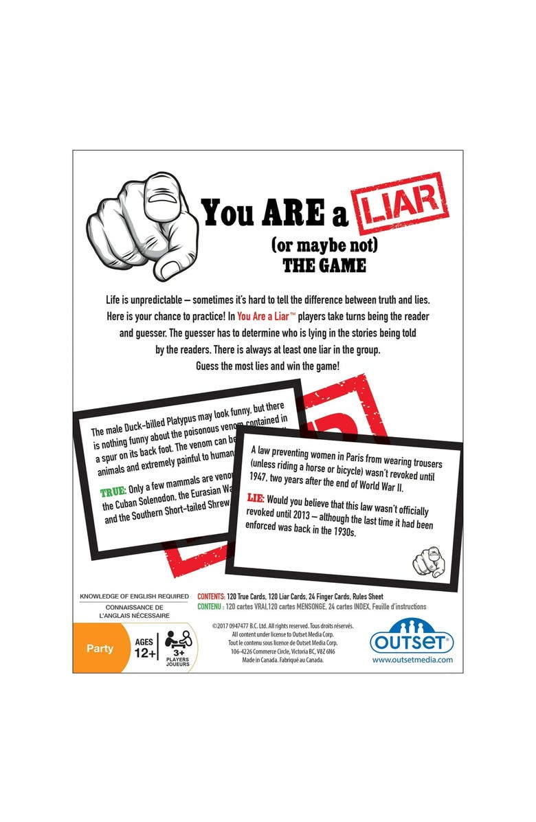 Outset Media You Are A Liar (or Maybe Not) Card Game, Alternate, color, Multicolored