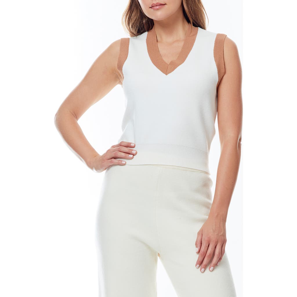 By Design Ann Crop Sweater Vest In White