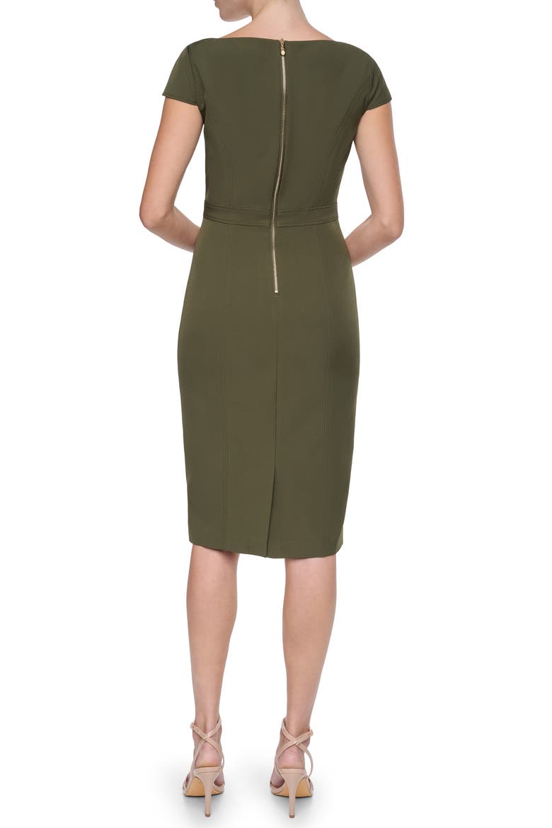 Cap Sleeve Square Neck Midi Sheath Dress, Alternate, color, HUNTER GREEN