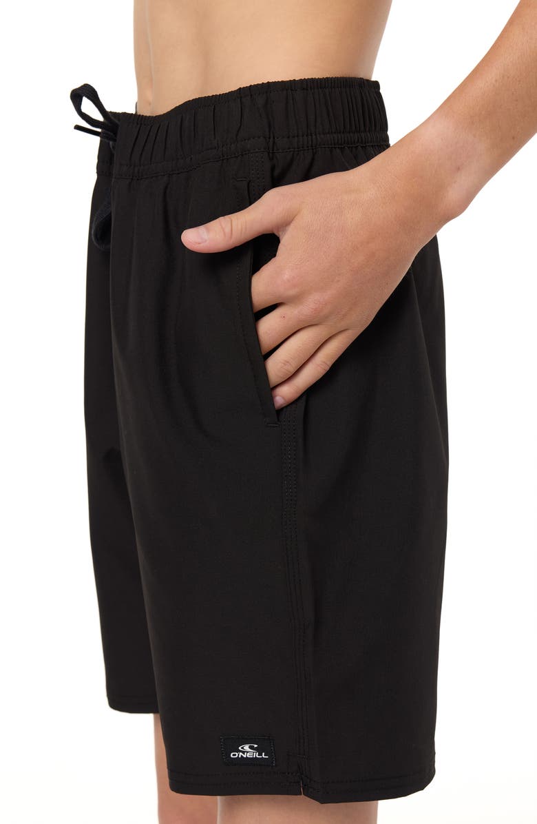 O'Neill Kids' Lennox Hermosa Solid Volley Swim Trunks, Alternate, color, Black