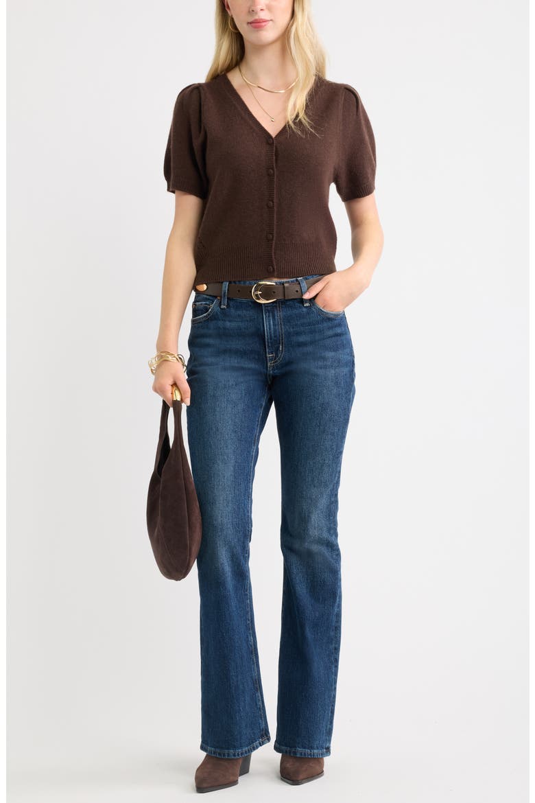 Wool & Cashmere Short Sleeve Cardigan, Alternate, color, BROWN CHICORY
