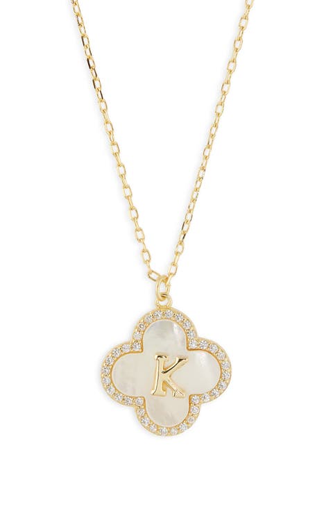 Clover Mother-of-Pearl Initial Pendant Necklace