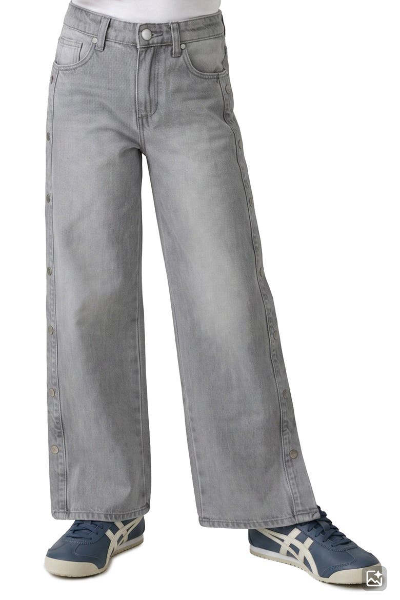 Kids' Mia Side Snap Wide Leg Jeans, Alternate, color, GREY