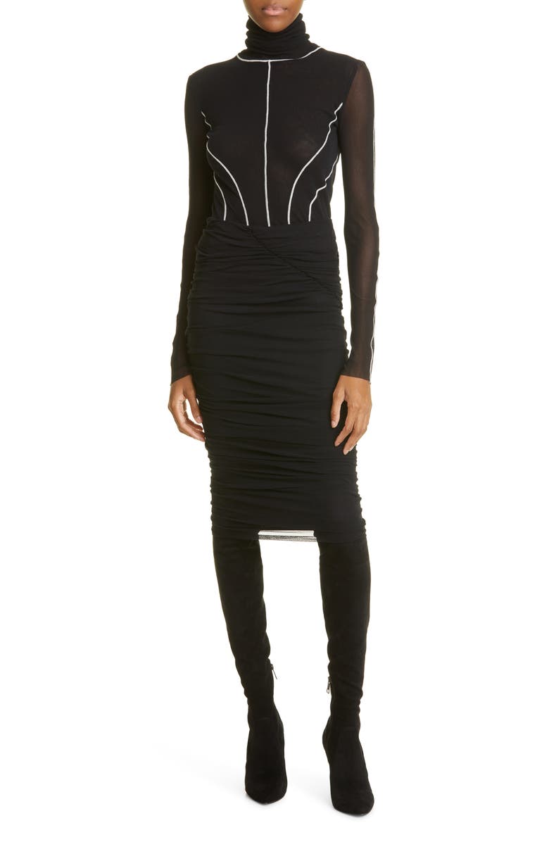 Fuzzi Gonna Ruched Mesh Pencil Skirt, Alternate, color,