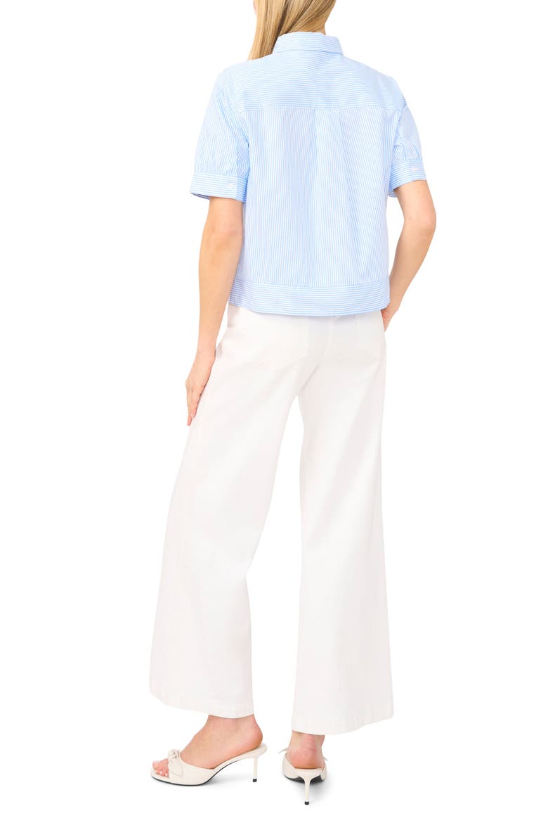 Stripe Puff Sleeve Button-Up Shirt, Alternate, color, AIRY BLUE