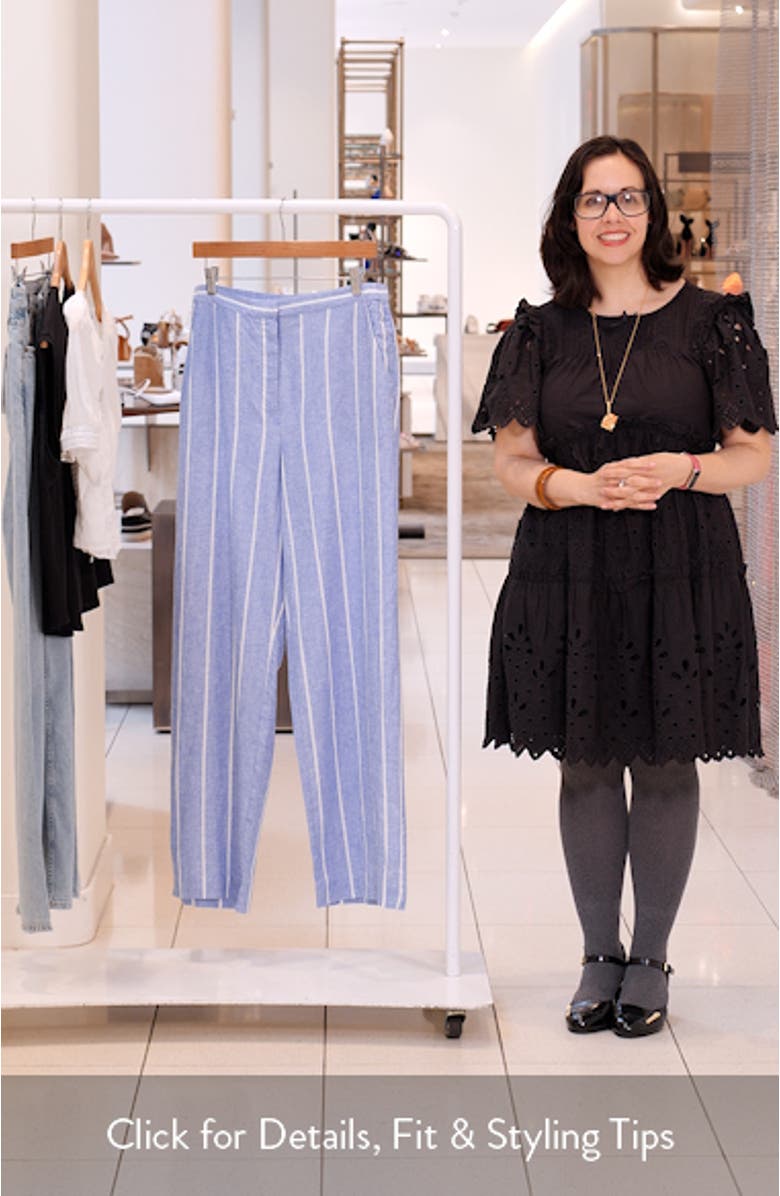 Stripe Linen Blend Straight Leg Pants, sales video thumbnail