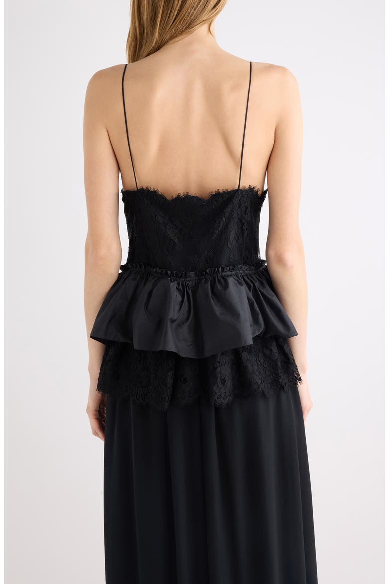 Lace and Technical Taffeta Peplum Camisole, Alternate, color, BLACK