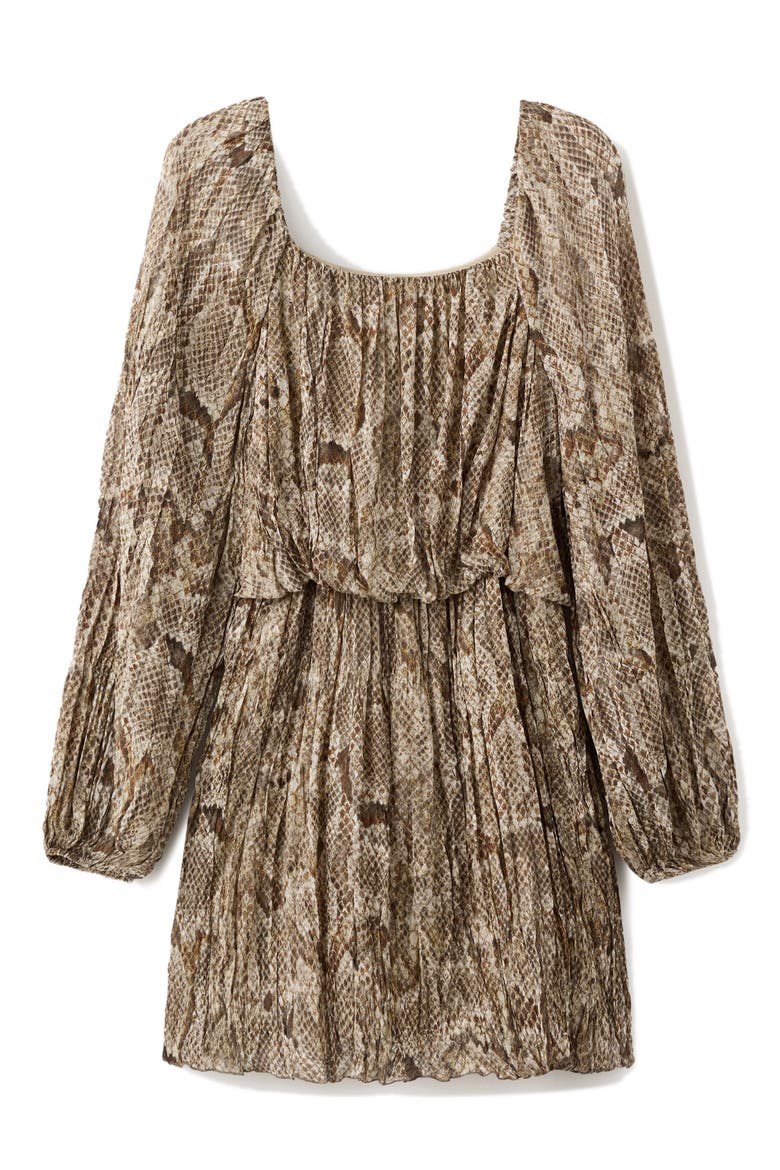 Animal Print Long Sleeve Minidress, Alternate, color, KHAKI