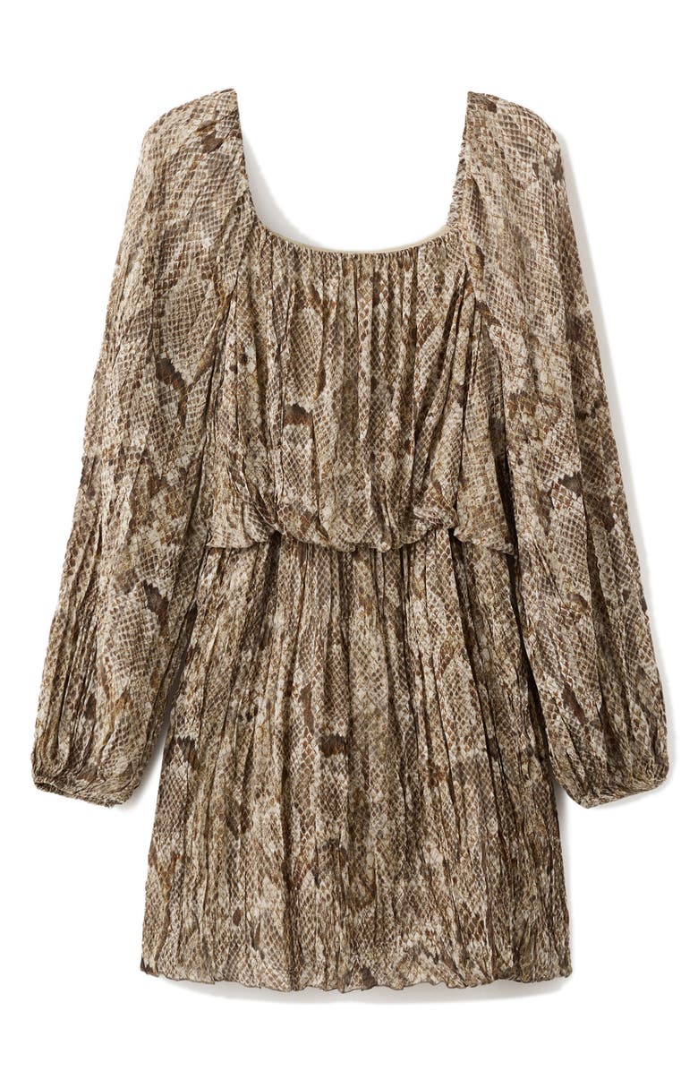 MANGO Animal Print Long Sleeve Minidress, Alternate, color, Khaki