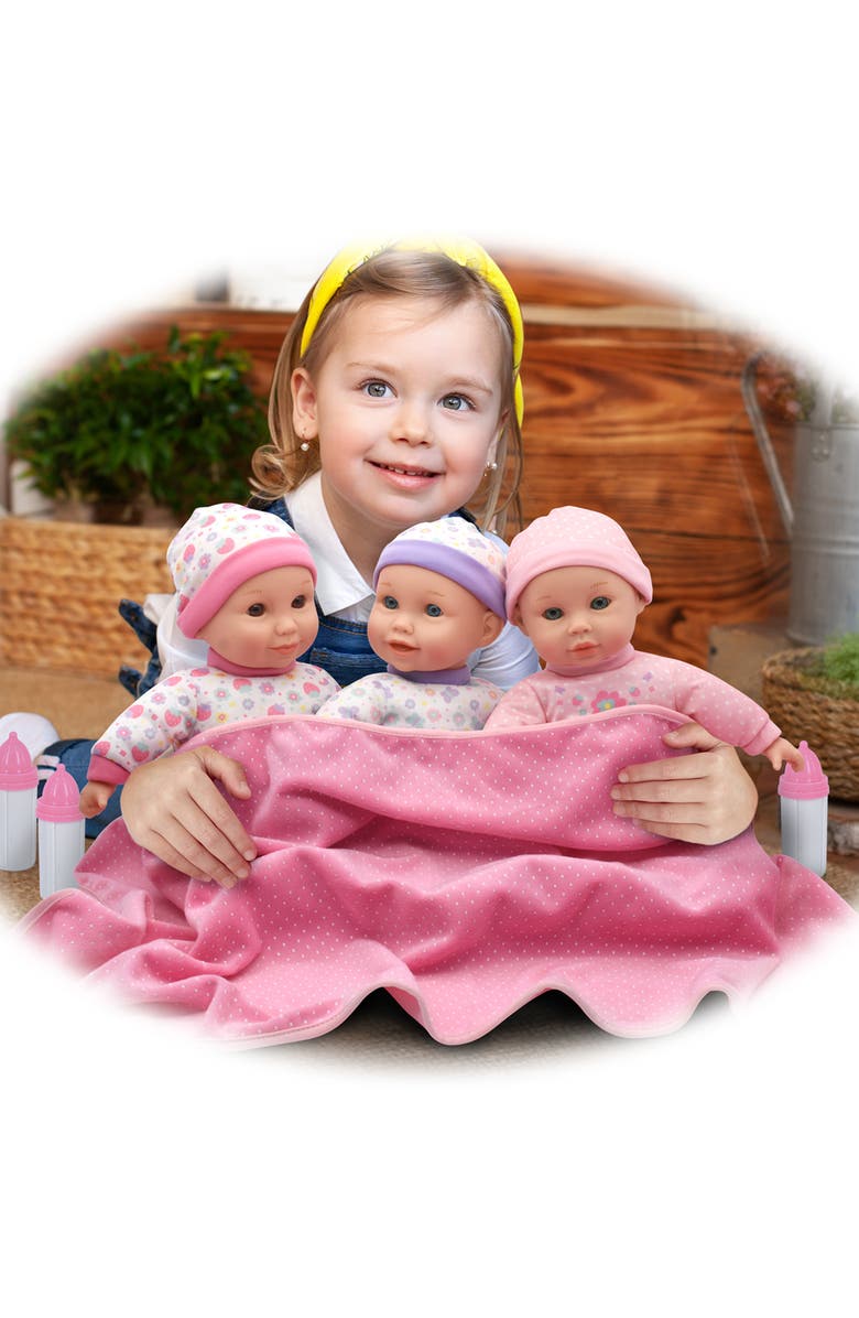 Cuddle Kids 14" Triplets Dolls with Large Blanket 
3 Bottles, Ages 2+, Alternate, color, Multicolored