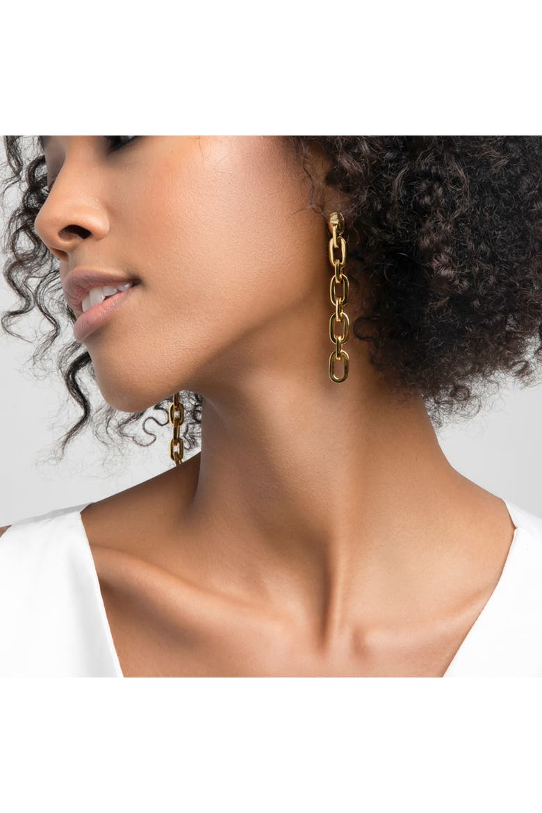 Solea Link Drop Earrings, Alternate, color, Yellow Gold