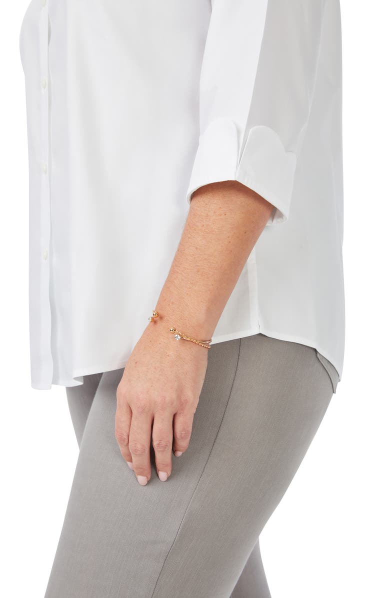 Foxcroft Gwen Three-Quarter Sleeve Cotton Button-Up Shirt, Alternate, color,