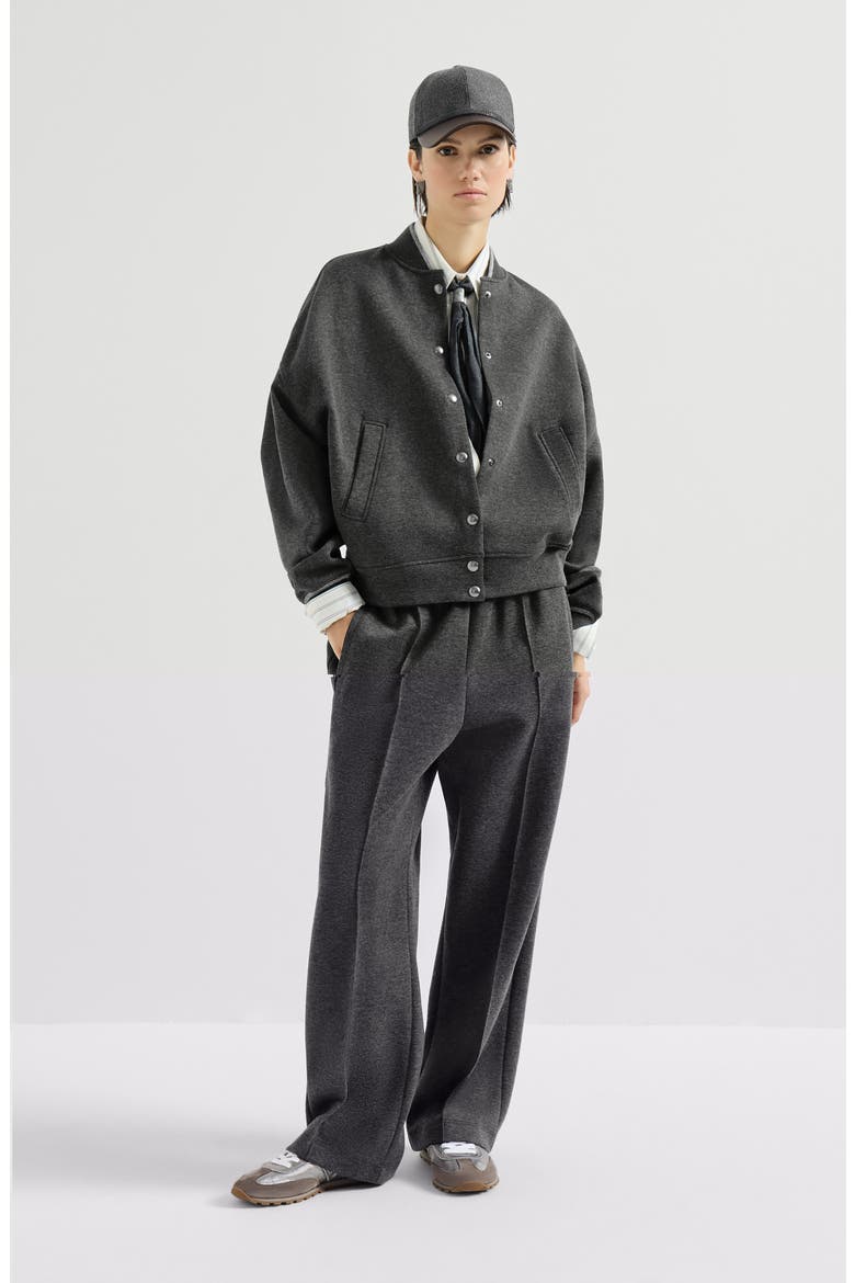 Techno cotton and cashmere interlock track trousers, Alternate, color, Anthracite