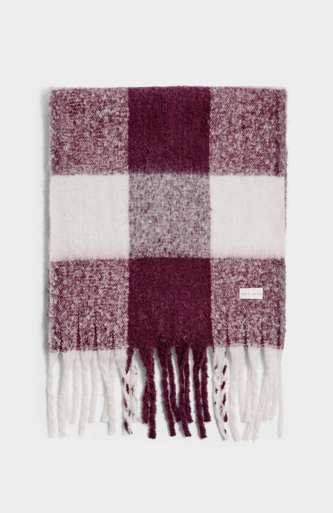 Recycled Checked Tassel Scarf