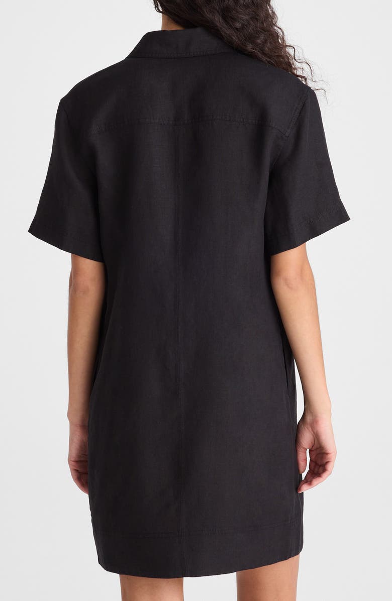 Madewell Relaxed Linen Mini Shirtdress, Alternate, color, Jet Black