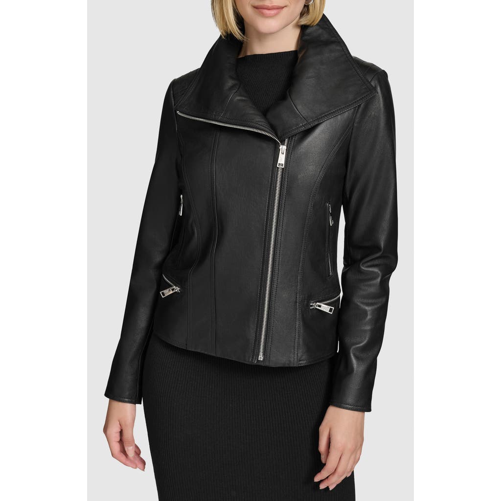 Andrew Marc Beckett Leather Coat In Black