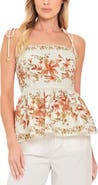 FLYING TOMATO Floral Tie Strap Peplum Top