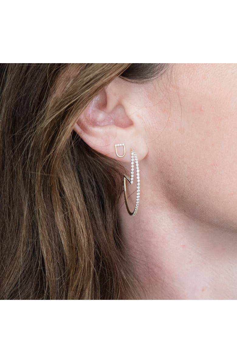 Campbell + Charlotte Edge Mini Link Stud Earring, Alternate, color, Gold