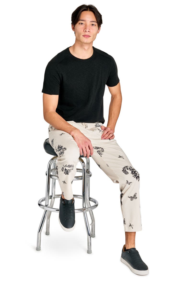 Slim Fit Skull Pleated Drawstring Pants, Alternate, color, ECRU