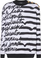 Balmain Love Letter Marinière Stripe Merino Wool Sweater