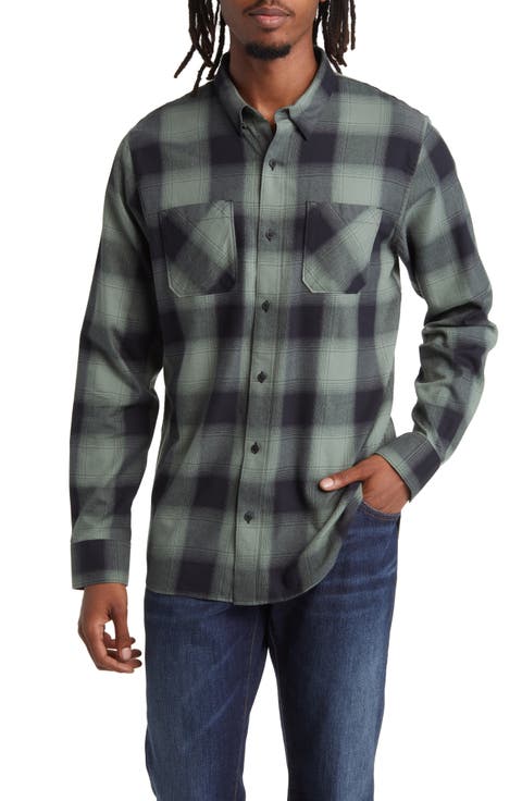 Cloud Plaid Flannel Button-Up Shirt