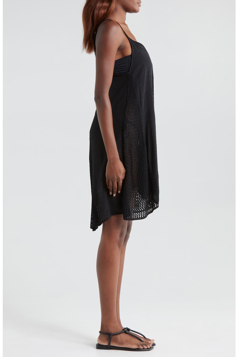 Open Stitch Sleeveless Cover-Up Dress, Alternate, color, BLACK