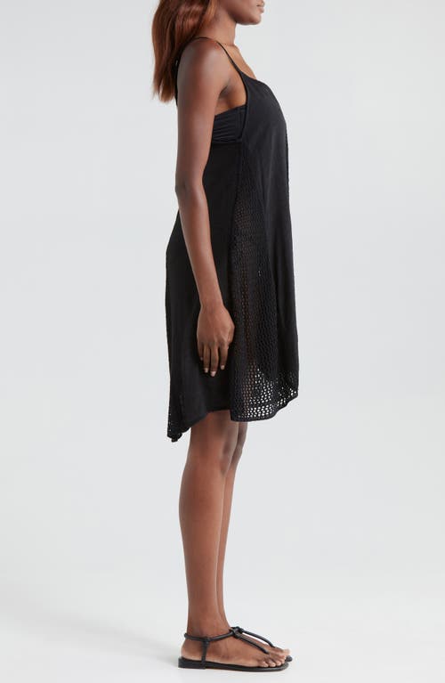 Elan Open Stitch Sleeveless Cover-up Dress In Black