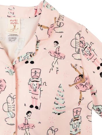 Munki Munki Kids' Holiday Nutcracker Flannel Two-Piece Pajamas
