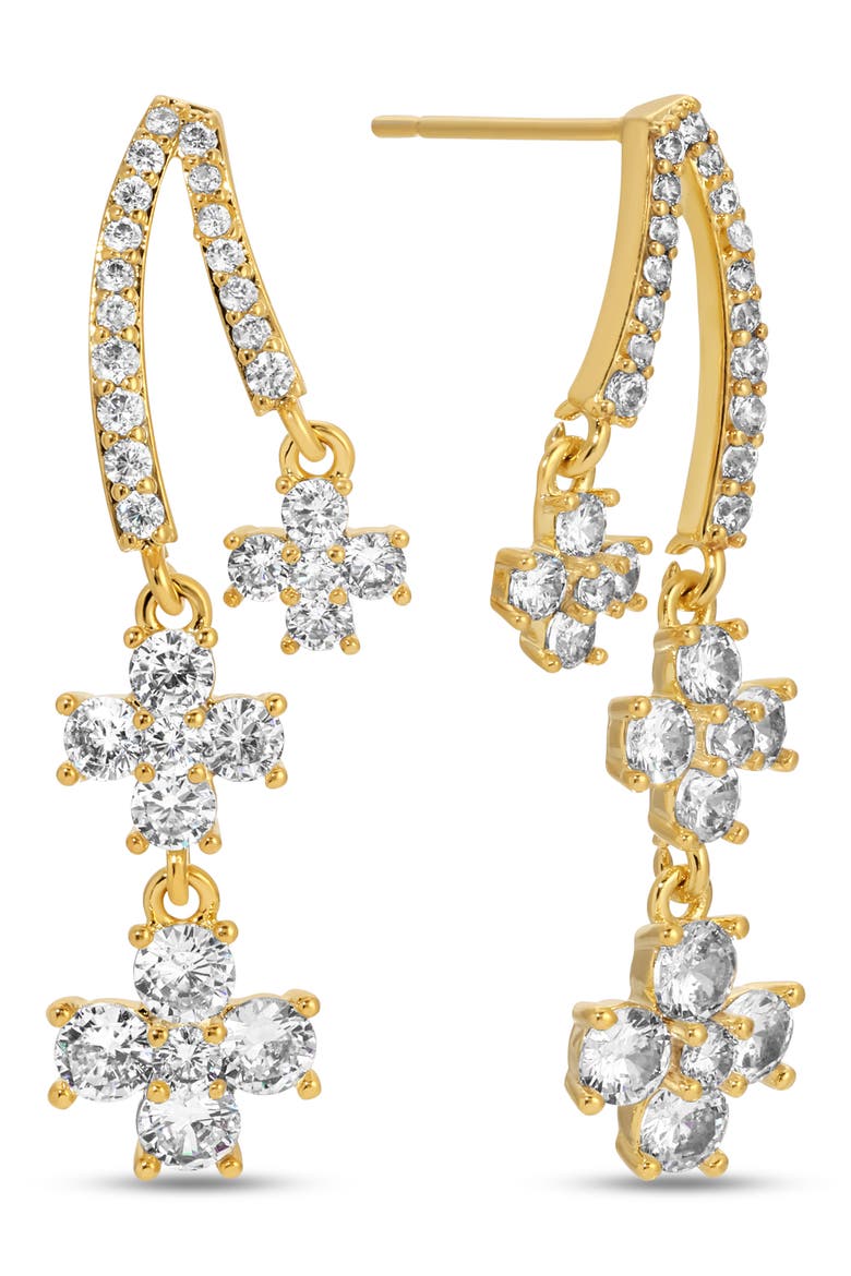 Nancy Cubic Zirconia Crisscross Drop Earrings, Main, color, GOLD