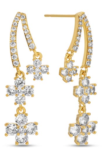 Eye Candy Los Angeles Nancy Cubic Zirconia Crisscross Drop Earrings In Gold