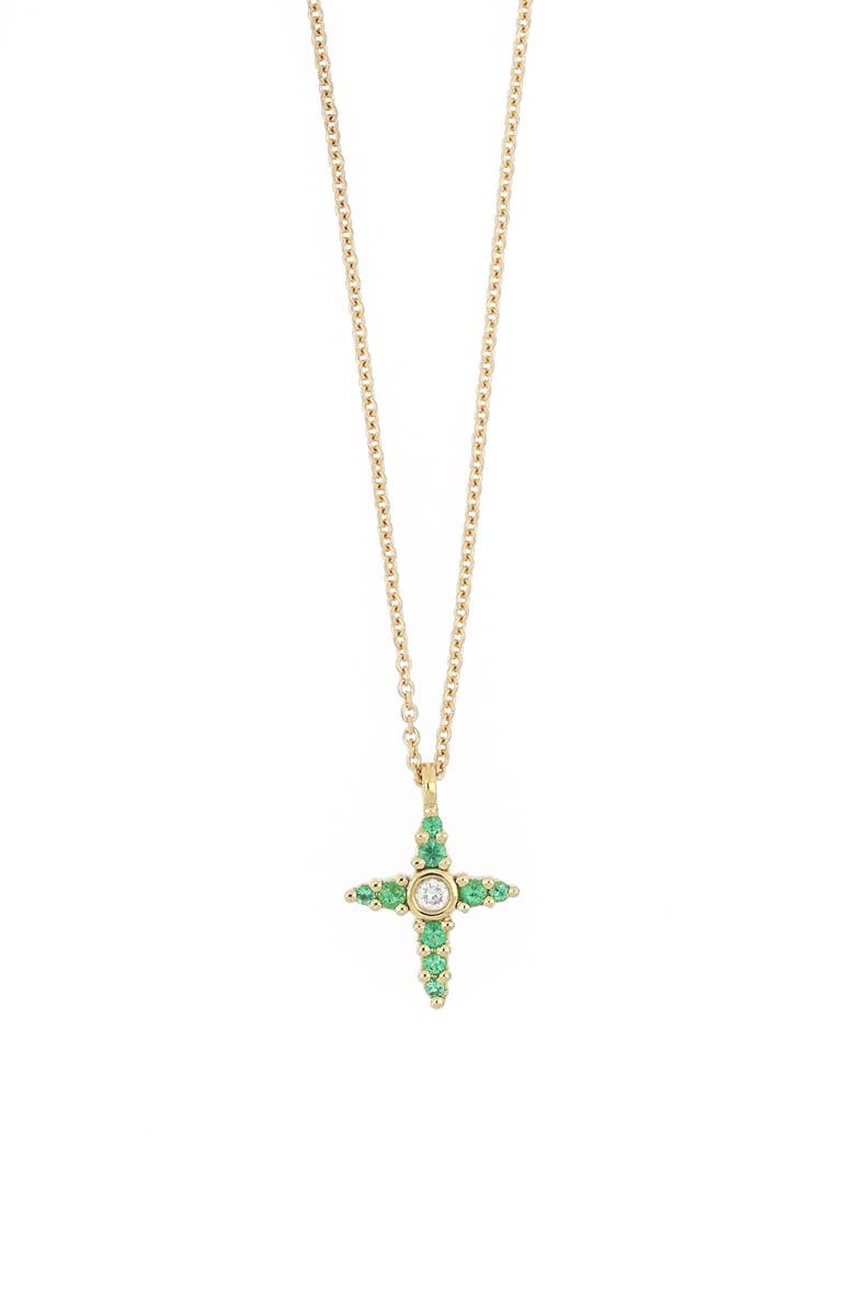 Bony Levy El Mar Emerald & Diamond Cross Pendant Necklace, Alternate, color, 