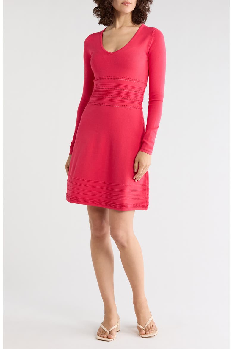 Fudino V-Neck Dress, Main, color, DARK PINK