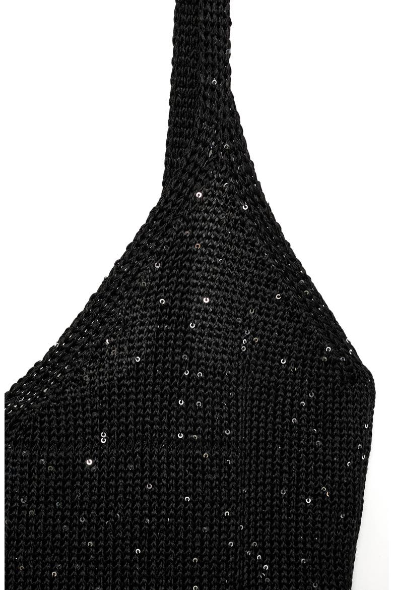 Sequin Detail Knit Midi Dress, Alternate, color, BLACK