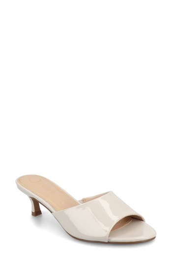Journee Collection Women's Jeylah Kitten Heel Dress Sandals In Patent/bone