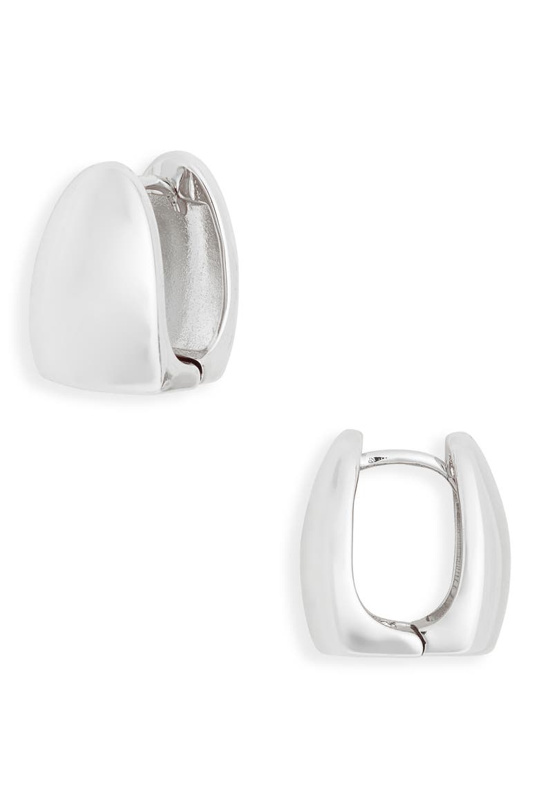Demi-Fine Dome Huggie-Hoop Earrings, Main, color, SILVER