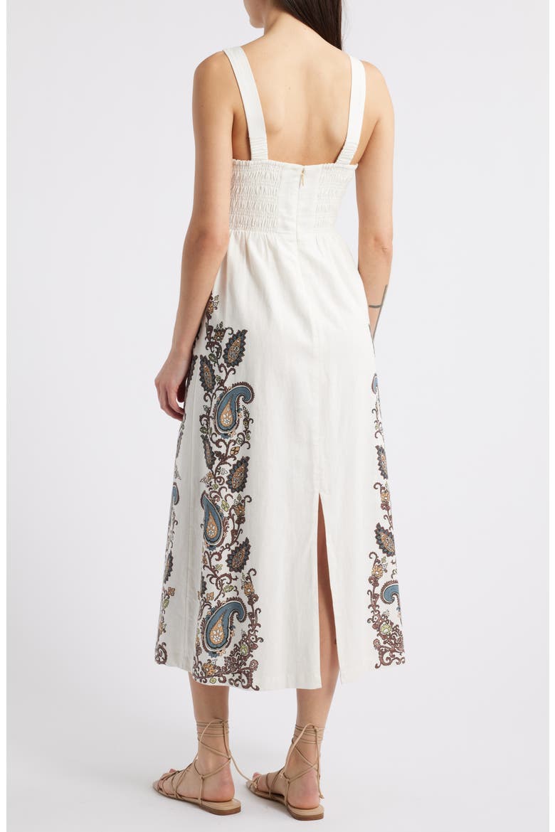 Jolene Placement Print Cotton & Linen Midi Sundress, Alternate, color, VENETO PAISLEY PRINT