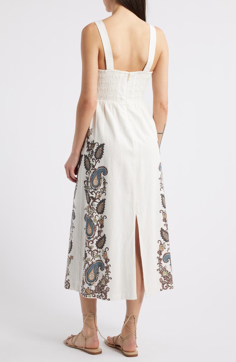 Cleobella Jolene Placement Print Cotton & Linen Midi Sundress, Alternate, color, Veneto Paisley Print