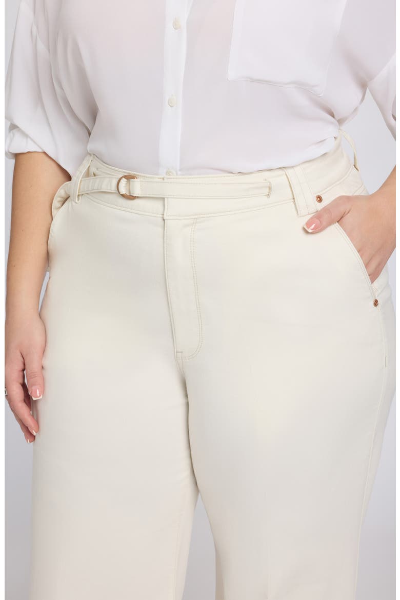 Mia Belted High Waist Palazzo Flare Jeans, Alternate, color, VINTAGE WHITE