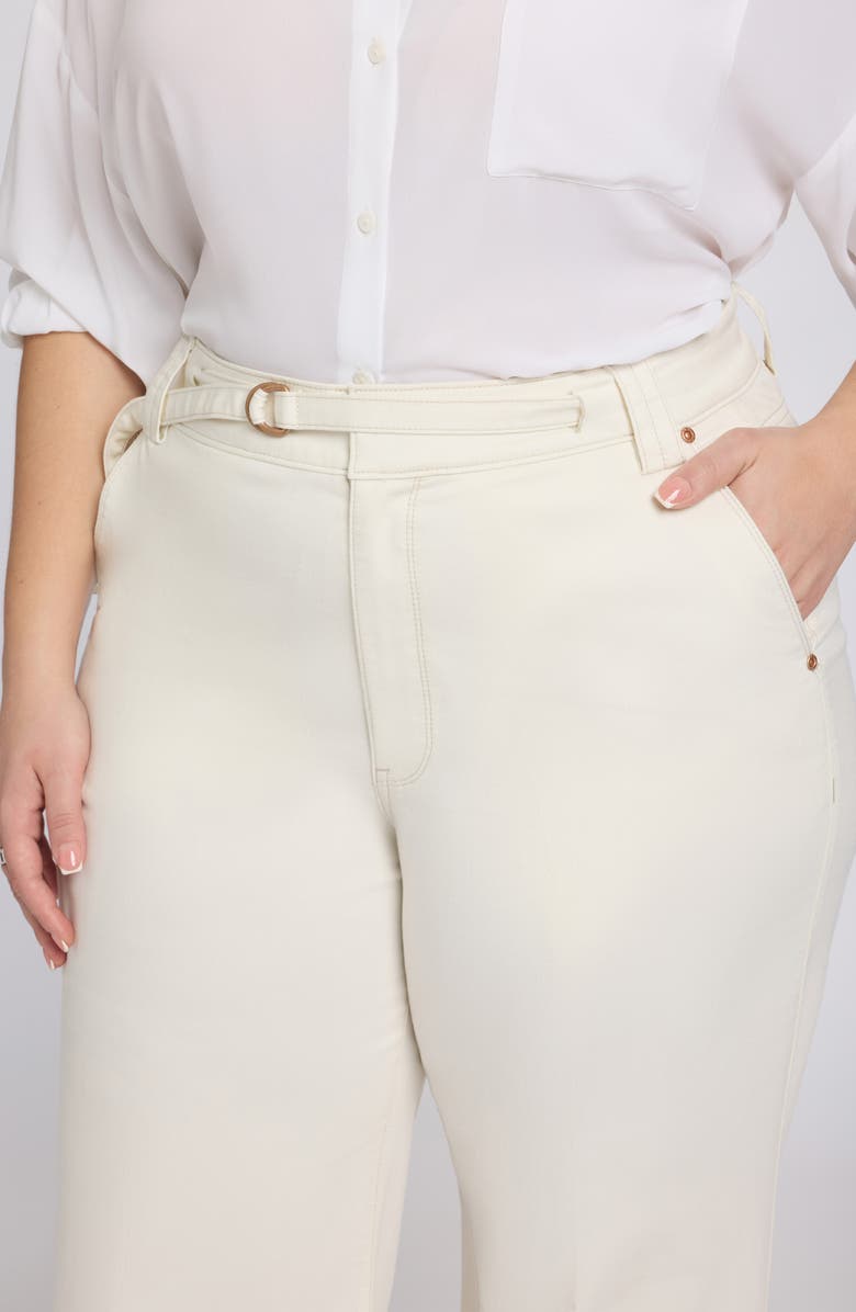 NYDJ Mia Belted High Waist Palazzo Flare Jeans, Alternate, color, Vintage White